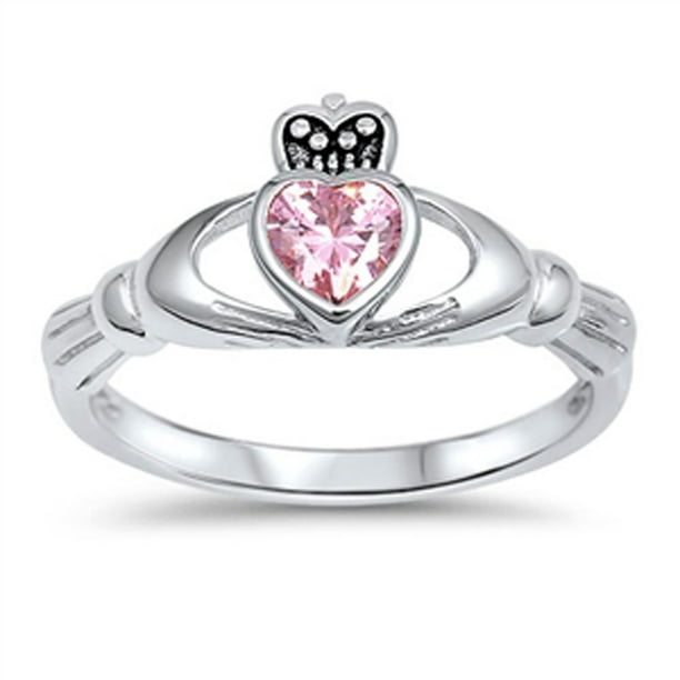 USA Seller Claddagh Ring Sterling Silver 925 Best Deal Jewelry Ruby CZ Size 6